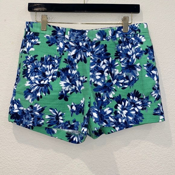 J.Crew Tap Shorts Green Blue Floral High Waisted